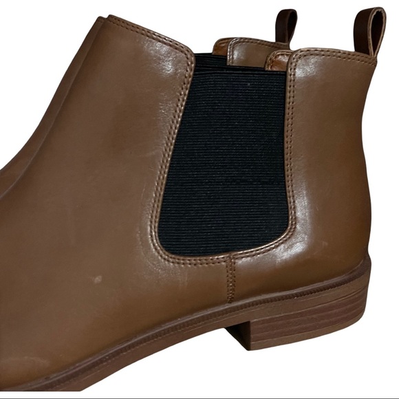 Clarks Women’s Brown Leather Chelsea Low Heeled Slide On Boots Booties Size 10 - Picture 6 of 8